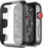 MVTECH Built-in Gorilla Armor For Apple Watch 40mm [Full Glue] (Series 3/2/1 Compatible) Tempered Glass Screen Protector 3D Curved 9H Strong (Black)