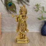 ARTVARKO Home Decor Brass Lord Krishna Idol - 7 inch