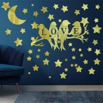 Ashamohar Love Birds Wall Stickers for Home Decoration for Hall, Children Room Kids Self Adhesive Sticker Gold (Pack of 1)