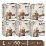 Lyfcare Classic Pull-Up Pants | Waist Size (30-48 Inch) Adult Diapers - L (60 Pieces)