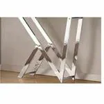 DG DEXAGLOBAL Contemporary Console Table (Stainless Steel NK Base Without Glass, Medium 120x40 x77cm LBH)