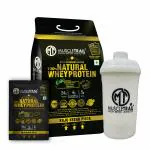 MUSCLE TRAIL Gold Standard Natural Whey Protein | 24g Protein | 70 pouches | Isolate primary source for muscle recovery | Low carb & Fat | Shaker inside | 2.17 kg (Kaju Kesar Pista)