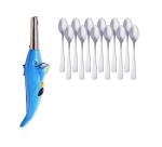 Blue Wonder Dolphine Shape Electric Gas Lighter With Stainless Steel 12 Pcs Coffee Spoon Set and Multicolour, Pack of 2