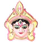 KSI Handmade Terracotta Clay Wall Hanging Nazar Battu Evil Eye Protector & God Figurines Sculptures for Home Entrance Office Temple and Shop (Durga Ji) W15.5x H19