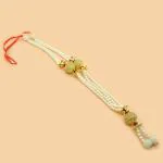 pujaNpujari Handmade White Beads , Artificial Pearls, Stones Garland Mala for God Photo Frames and Idols