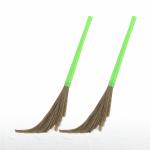 Mazic Floor Broom Stick, Indian Brush Jhadu with Long Handle, Floor Broom Made of Natural Grass No Dust Broom for Home, Kitchen, Garage, Pantry, School, and Office (Pack of 2, Green)