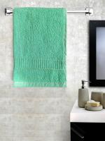 Green Hand Towel Set of 6 Solid Popcorn Weave Plain Cotton Crepe Design with track Border, Soft Small Basic Size 35x50 cms, Premium 400 GSM Absorbant Towels by Lushomes