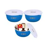TOPMTOP Microwave Safe Bowl serving bowl each bowl 450ml (pack of 3) Blue