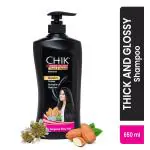 Chik Protein Solution Thick And Glossy Shampoo|For Gorgeous Shiny Hair |With The Goodness Of Badam Protein, Bhringraj Oil And Black Tea| 650ml