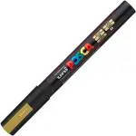 uni-ball Posca 3M 0.9 mm-1.3 mm Bullet Shaped Marker Pen, Gold Ink, Pack of 2