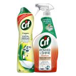Cif Lemon Surface Cleaner Cream, 500 Ml With Power And Shine Kitchen Cleaner Spray, 700 Ml (Combo Of 2)