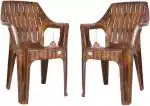 NPPL National Cruze Durable Chair with (Matt & Gloss Pattern) (Wood Brown,Pack of 2) Plastic Living Room Chair (Finish Color - Brown, Pre-assembled)