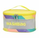 House of Quirk Round Cosmetic Bag Organiser PVC Waterproof Zippered (Yellow)