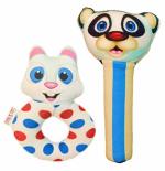 CUBS & HUGS Face Rattle Rabbit and Panda Soft Toy Pack of 2 for Babies