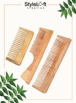 StyleLoft Creation Premium Pure Organic Neem Wood Comb - Unisex-(3 Pcs Combo-1)