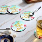 DULI Set of 4 MDF Round Good Vibes Printed Coasters 4x4 inch