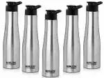 NIRLON Tall Bell Single Wall Stainless Steel Water Bottle 1000ml, Water Bottles For Fridge, School,Gym,Home,office,Boys, Girls, Kids, Leak Proof(Silver COLOUR|SIPPER CAP|SET OF 5)