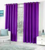 Indian Online Mall Purple Polyresin Window Curtain Set, 5Ft-