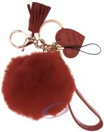 IACCESSORIES Fluffy Soft Faux Fur Pom Pom Tassel Heart Keychain for Girls - Cute and Stylish Bag Charm for Purses, Cars, Bikes, and Home Keys in Pretty Red