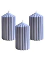 atorakushon Soy Wax Set of 3 Scented Purple Point Ribbed Pillar Candles for Home Decor Diwali Wedding Pirty Valentine Gift Church x-Mass Dinner Table Spa Meditation