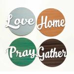 Chalk My Theme Home, Love, Pray, and Gather Family Quote Gallery Wall Art Set of 4| Wooden Stylish Decoration Item | Home Decor Items for Living Room, Bedroom, Kitchen, and Any Favorite Place