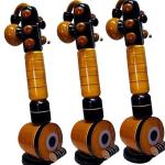 IAgri Eco Friendly Eucalyptus Wooden Veena Home Decor Showpiece (9 cm x 9 cm x 27 cm, Brown) Decorative Showpiece - Pack of 3