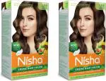 Nisha Permanent Hair color for Women & Men Combo Natural Black (120g) + Dark Brown (120g) 100% Grey Coverage Ultra Deep Shine Long Lasting Hair Colour (Pack OF 2)