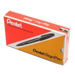 Pentel Arts 2.0 MM Fibre Tip Water Based Sign Pen | Non-refillable | Ideal For Modern Calligraphy & Decorative Writing | Ink Colour - Black | Pack of 12