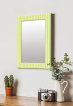 999Store Green Rectangular MDF Line Art Pattern Printed Wall Decorative Mirror 14 inch x 20 inch (MirrorSMP138)