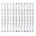 Lakeer Art Markers, Set of 12 Colors, Alcohol Based Sketch Markers with Dual Tips (Fine and Broad Chisel) for Painting, Coloring, Sketching and Painting Supplies with Plastic Carrying Case