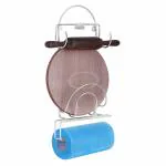 Dryingwell Stainless Steel Chakla Belan Stand Rolling Pin with Tissue Paper Polpat Holder For Kitchen (Big Size, Silver)