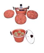 Mittify Clay Idli Making Set / 3 Idli stand with 5 idli setters in each