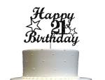 Festiko 21 Birthday Black Glitter Cake Topper, 21st Party Decoration Ideas, Cake Decoration, Sturdy Glitter
