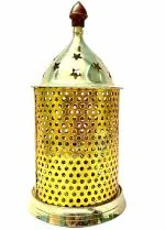 Brass Gallery Brass jaali Diya Stand Gold Colour Height 8 inch (Large)