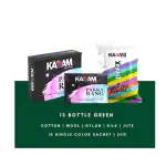 Kadam Fabric Dye Colour, Shade No 13 Bottle Green Lavender 50g Pack of 10 Single Color Pouches ,Includes Color Fixer ,Kadam Pakka Rang