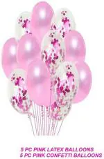 FANEX Solid Plastic Glitter Confetti Latex Balloon and Clear Air Balloon Set (Pack of 10)