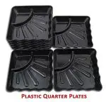 Inpro Stylish Plastic Plates in 12 Black Color for Serving Snacks / Kitchen crockery / pasta plate / Half plate- Plastic Snacks plates-half plates-small plate- plastic kitchen crockery or parties Set of 12 Black Snacks Plastic Plates (Set Of 12 Plates).