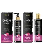 WON AYURVEDA Onion Hair Oil For Hair Growth & Onion Hair Shampoo | Best Hair Care- Pack of 2