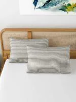 Varde Cotton Pillow Cover Set of 2 | 100% Cotton Pillow Covers | Standard Size Bed Pillow | Handloom Handmade | Case Set | All-Season Home Use (Stripe Grey)