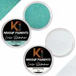 KINDED Sea Green and White Pearl Powder Loose Shimmer Glitter Eyeshadow for Women - Pack of 2, Each Pack 3 g