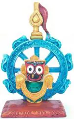 Real Craft Multicolor Ceramic Idol Of Lord Jagannath In Nilachakra For Living Room