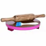 BUYER BROSS Kitchenware Store Wooden Chakla Belan With Silicone Spatula Brush | Pack of 3 | Multicolor