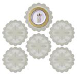Kuber Industries Placemat | Dining Table Placemat | Center Table Mats | Round Plain Net Placemat Set | Side Table Placemats for Hotel-Home Décor | 20 Inch | Pack of 6 | Light Cream