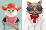 D E C O R A Animal Theme Cat & Dog 2 Poster Set For Kids Room