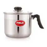 POLO PLUS WITH BRING HOME HAPPINESS | Milk Pot | with Glass Lid, Induction Bottom-16CM- Capacity 1.8Ltr Aprox