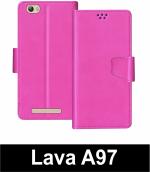 Sbms Lava A97 4G Pink Artificial Leather Shock Proof Flip Cover