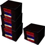 Aadhya Designer Non woven Saree cover/ Saree Bag/ Storage bag Set of 4 Pcs 8 Inches Height (Black) (Black)