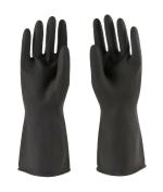 3P DELIVERING MEDICAL SOLUTION WORLDWIDE Waterproof Reusable Dishwashing Household Cleaning Protective Safety Work Heavy Duty Industrial Rubber Gloves/ Black, 1 Pair, Size Large