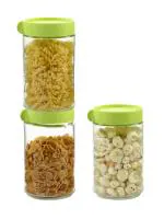 Sanjeev Kapoor Chicago Jars Set of 3 Pcs - Green Lid 600ml Capacity