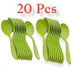HIMMEL Plastic Spoon Set, Soup Spoon Set, Ice-cream Spoon, Table Spoon Set, Kids Spoon Set (Pack of 20) Plastic Soup Spoon Set (Pack of 20)